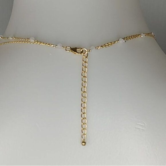 SHIVAM Layered Necklace 14kt Gold Plated White Onyx - Picture 4 of 6